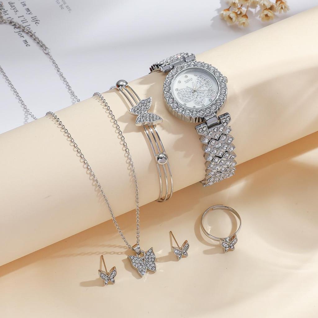 5-teiliges Damen Sommer Mode Stahlband Quarzuhren Set