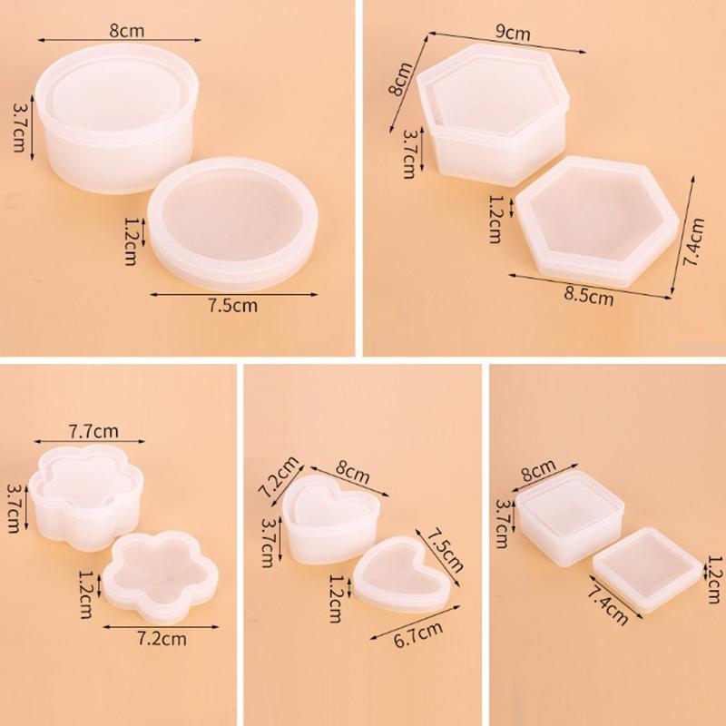 Heart Shape Resin Silicone Mold Hexagon Storage Box Mold Diy Table Jewelry Box
