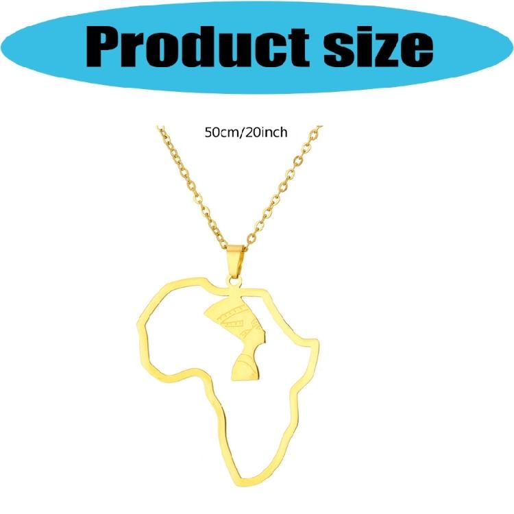 Unique Cultural Jewelry African Map Egyptian Queen Necklace Featuring Stainless Steel Pendant Design For Men Women