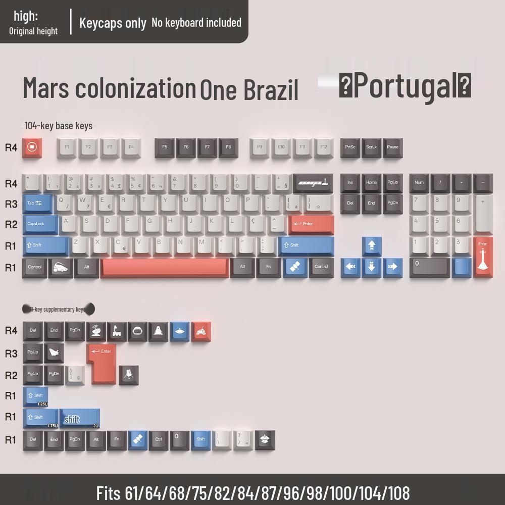 74-Key PBT Dye-Sublimated Keycaps, Original Height, Compatible with 60/61/68-Layout Mechanical Keyboards