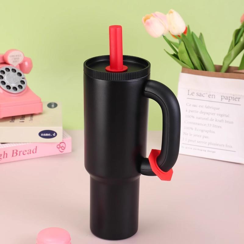 40Oz 304 Stainless Steel Straw Insulated Ice Cup Large Capacity Thermal Mug Tumbler With Handle Stylish Insulated Coffee Cup