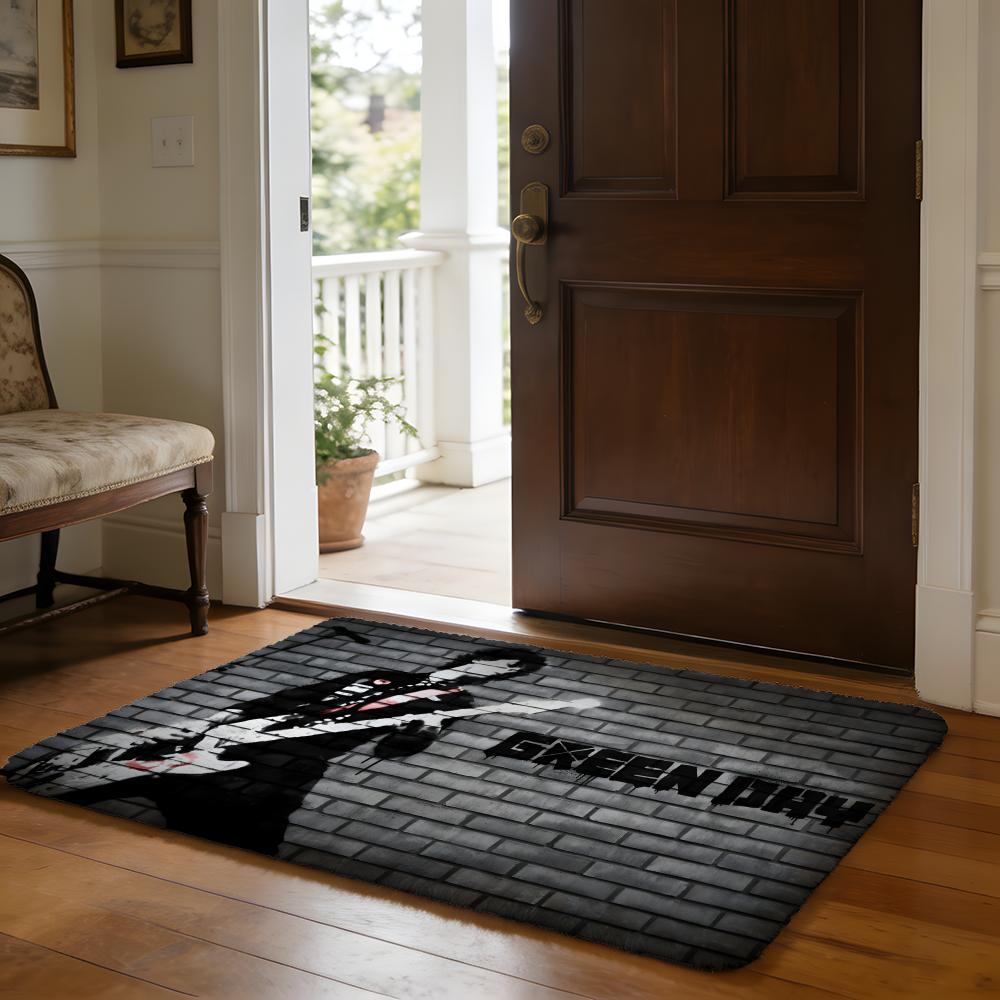 GGreen DDay Band Floor Mat Soft Flannel Absorbent Mat Non-Slip Rug Home Bedroom Bathroom