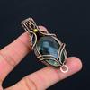 Wonderful Aqua Apatite Gemstone Handmade Pure Copper Wire Wrapped Pendant Jewelry