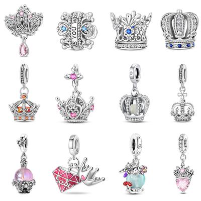 Classic Copper Princess Crown Luminous Planet Charms Beads Fit Original Pendant Bracelets Fine Women Diy Jewelry