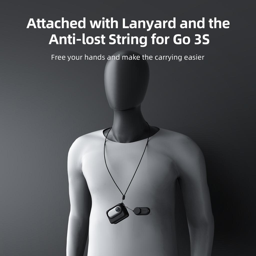 aMagisn Sports Camera Silicone Protective Case Cover with Lanyard Neck Strap Shock Proof Replacement for Insta360 GO 3S