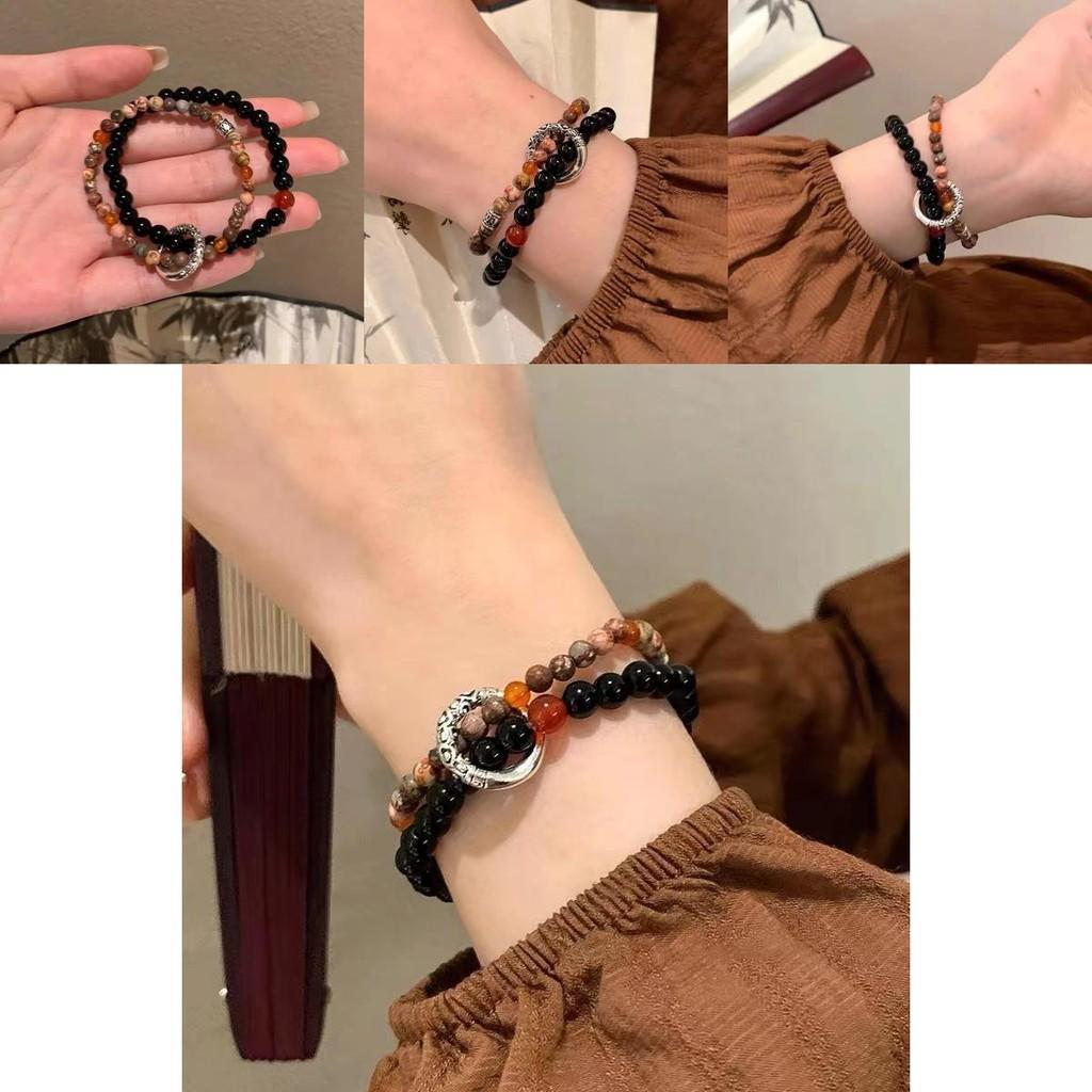 Elegant Retro Peace Bead Bracelet For Women And Men Alloy Handmade Geometric Design