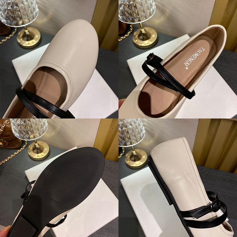 Fashion Luxury Footwear Female Buckle Strap Ladies Mary Janes Flats Shallow Shoes Fashion Round Toe Women Flats Lolita Shoes