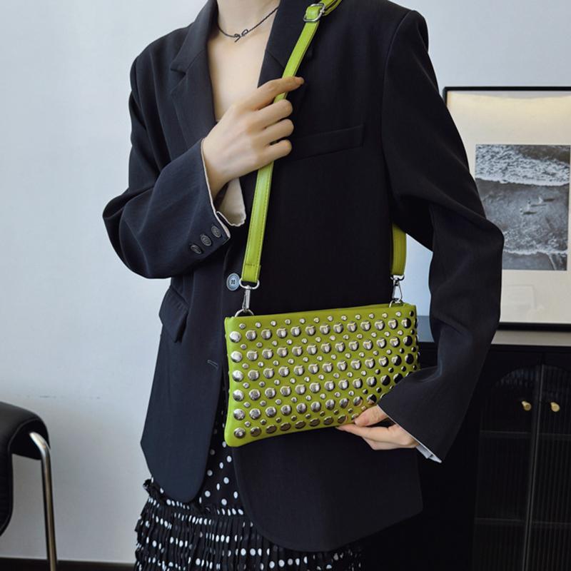 Retro Small Rivets PU Leather Shoulder Bag for Women Punk Style Handbags and Purses Females Crossbody Bags