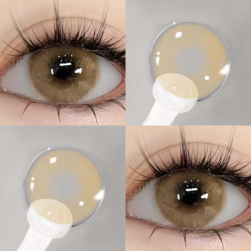 EYESHARE Brown Colored Contact Lens Natural Soft Contact Lenses for Eyes Fashion Decoration 14.2mm Yearly 2pcs=1 Pair