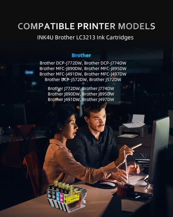 Cartouches d'encre - INK4U - LC3213 LC3211 - Compatible Brother - 400 Pages - Multicolore
