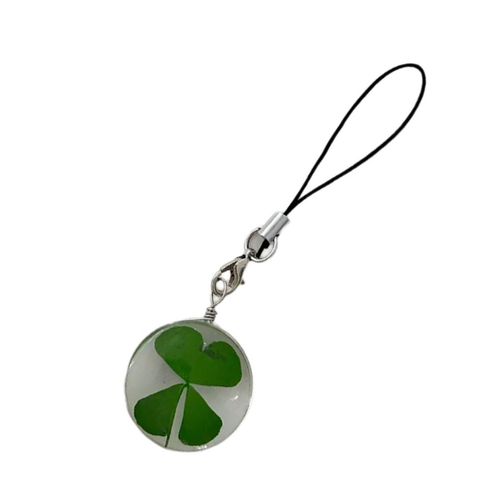 Four Leaf Clovers Phone Chain Handmade Lucky Clover Cellphone Charm Keychain Pendant Accessory for Phones and Purses