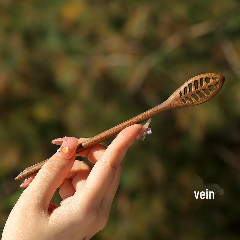 High-End Natural Ebony Wood Hairpin - Extended Chinese Ancient Style Black Hair Bun Accessory