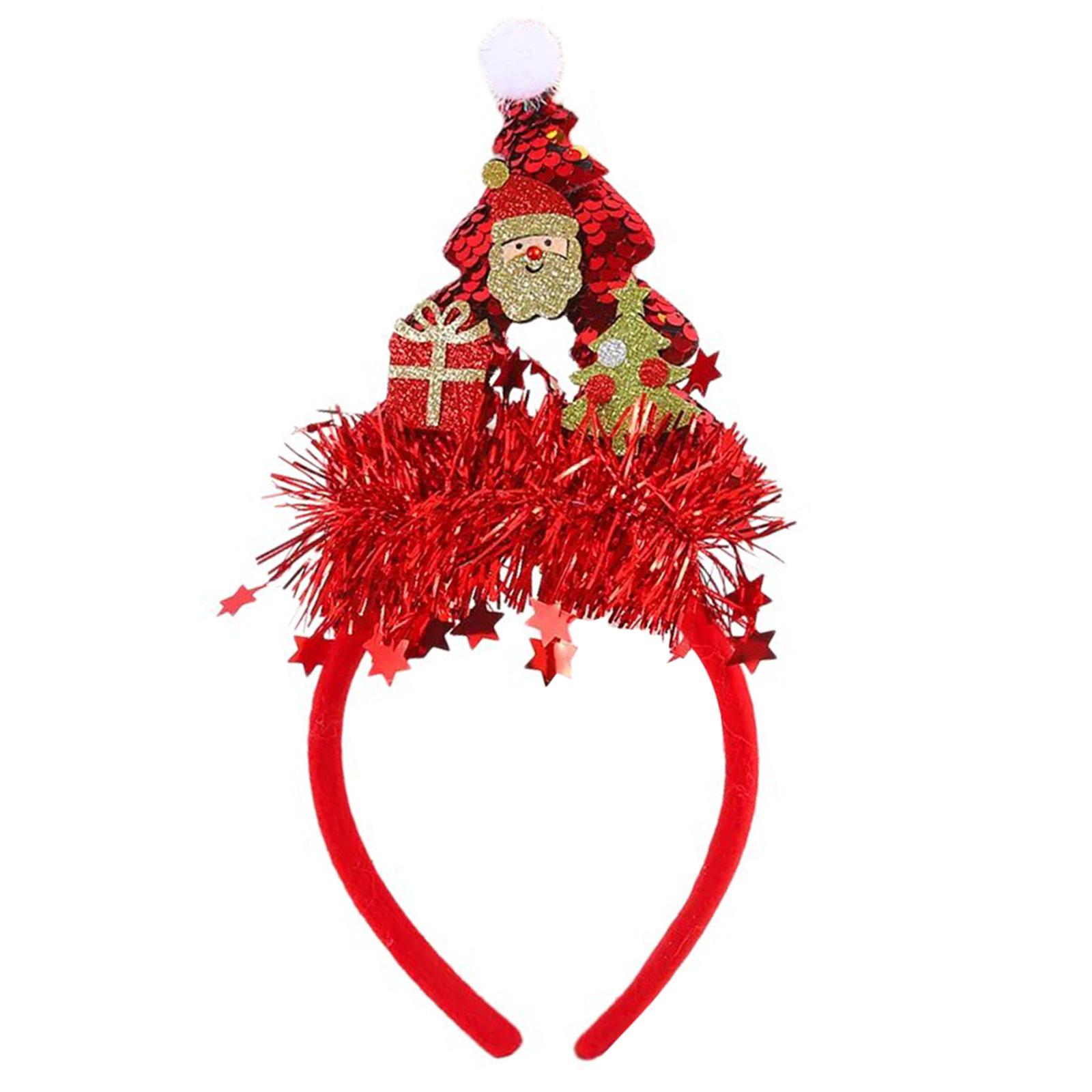 

Festival Theme Headband for Adult Kids Christmas Tree Hairband with Sequins Holiday Celebration Headdress Party Supply красный