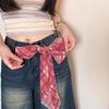 Korean Long Scarves Plaid Floral Print Lightweight Lace Mesh Scarf Versatile Neck Accessory Hair Scarf Neckerchief