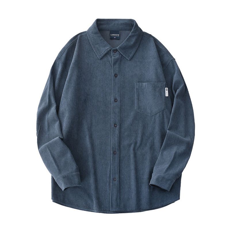 American Vintage Corduroy Shirts Men's Autumn and Winter New Long Sleeve Casual Thickened Cargo Outerwear Foreign Trade Men's Shirt