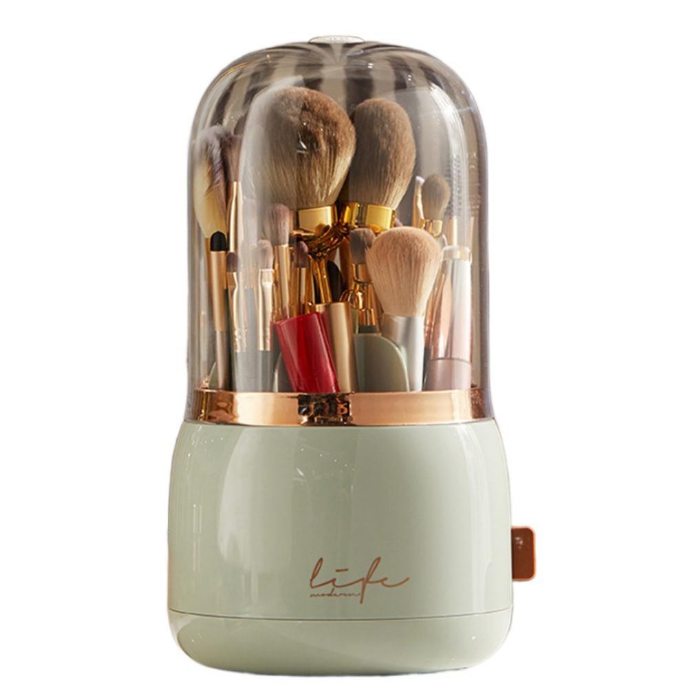 

Вращающийся ящик для хранения косметики, большой вместимости, туба для хранения кистей для макияжа, настольное хранение зелёный