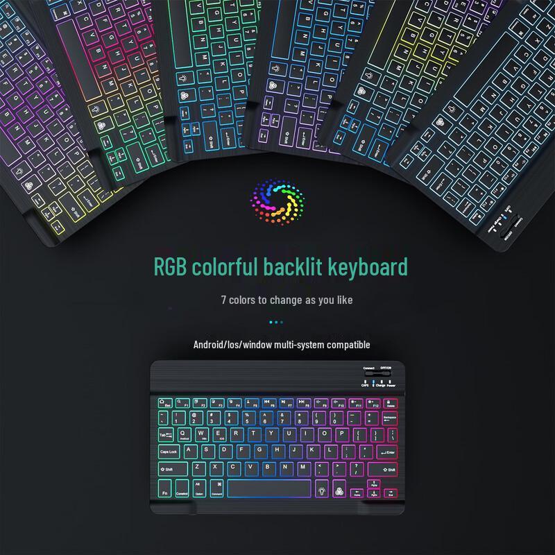 OLOEY 10-inch Gradient Backlit Bluetooth Keyboard and Luminous Mouse Set