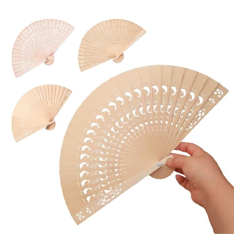 Wooden Hand Fan Hollowed Carved Wood Fan Decorative Hand Fan,Vintage Foldable Chinese Fan Photography Props for Womens
