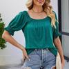 2023 Summer Casual Loose Fit Square Neck Short Sleeve T-shirt