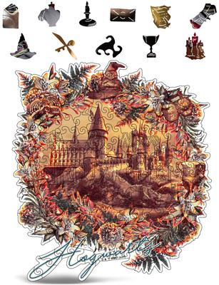 CRAFTHUB Harry Potter Hogwarts Castle Wooden Jigsaw Magical Puzzle for Adults and Great for Game Birthday Gift - Puzzle, Kids, Night, Present,