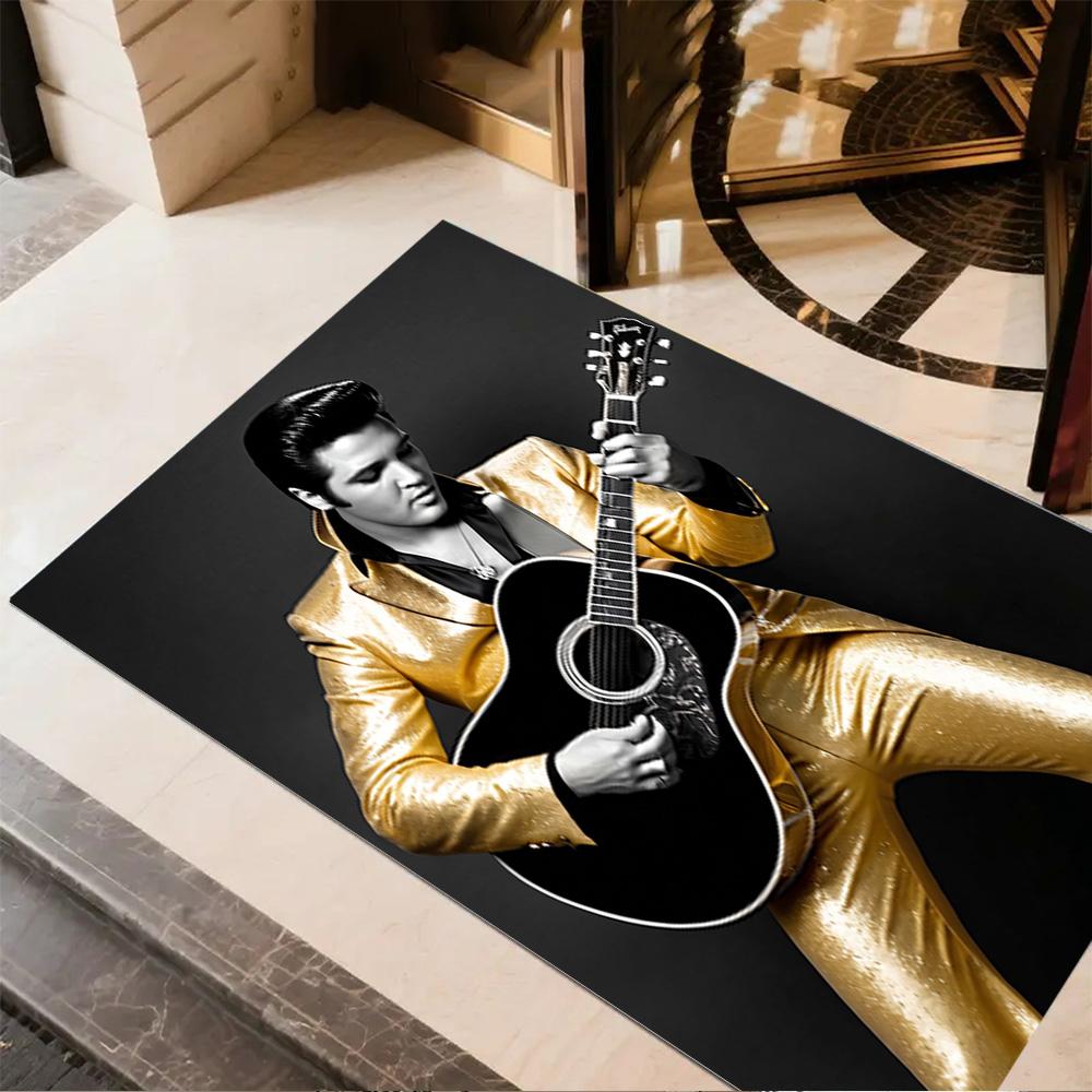 Elvis Presley: Rock Roll Carpet Perfect for Entryway Study room Balcony Game Room Anti-slip Rug Anime Office Decor Best for Christmas