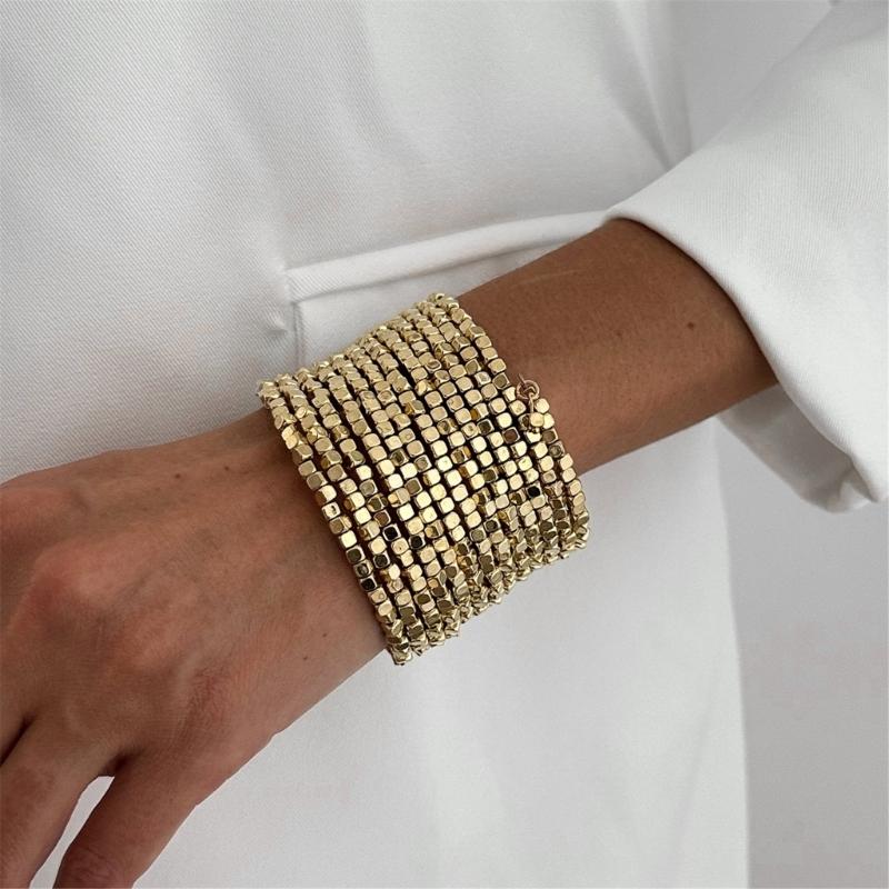 Contemporary Square CCB Bracelet Geometric Artisanal Design Sturdy Wear Resistant Jewelry For Modern Fashion Lovers