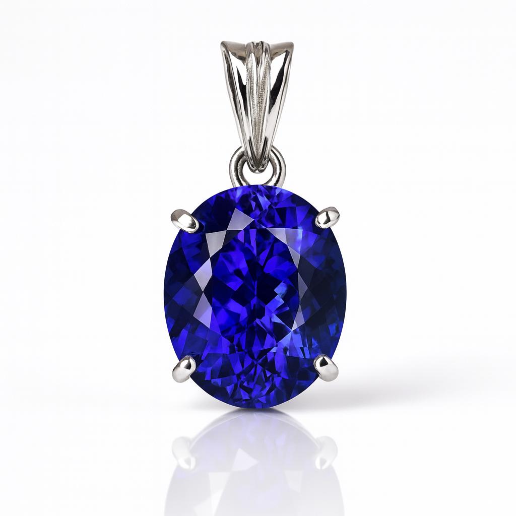 

Natural Blue Tanzanite 21ct Oval Cut 925 Sterling Silver Pendant Certified 13.7 mm approx. синій