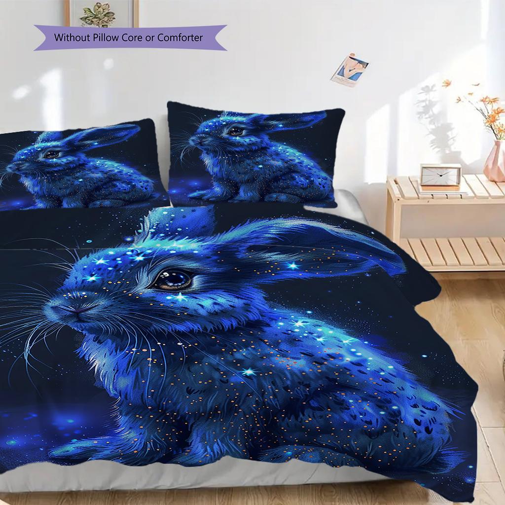 Rabbit Pattern Bedding Quilt Set Quilt Cover Pillowcase Home Decoration Birthday Gift (1 * duvet cover + 2 * pillowcase, without core)