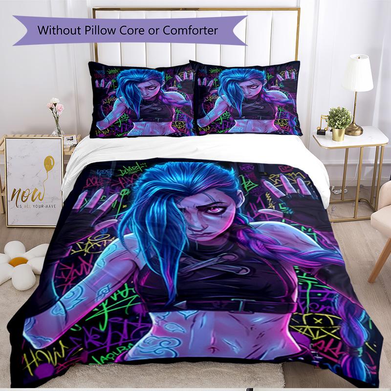 3pcs Duvet Cover Set (1*Duvet Cover + 2*Pillowcase, Without Core), Jinx Print Soft All‑Season Bedding Set, Home Bedroom Decor Gift