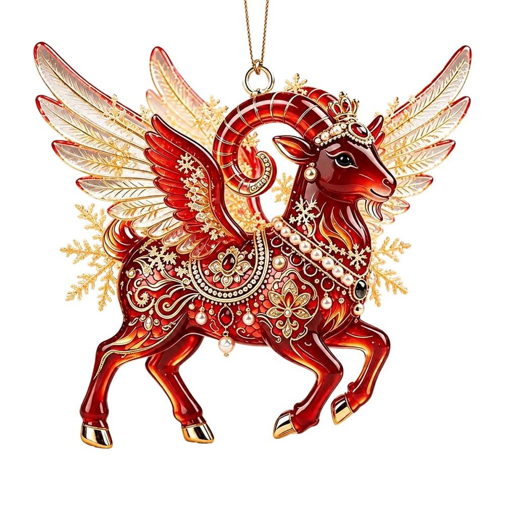 Acrylic Goat Hanging Ornament 2D Flat Christmas Tree Ornament Shop Window Display