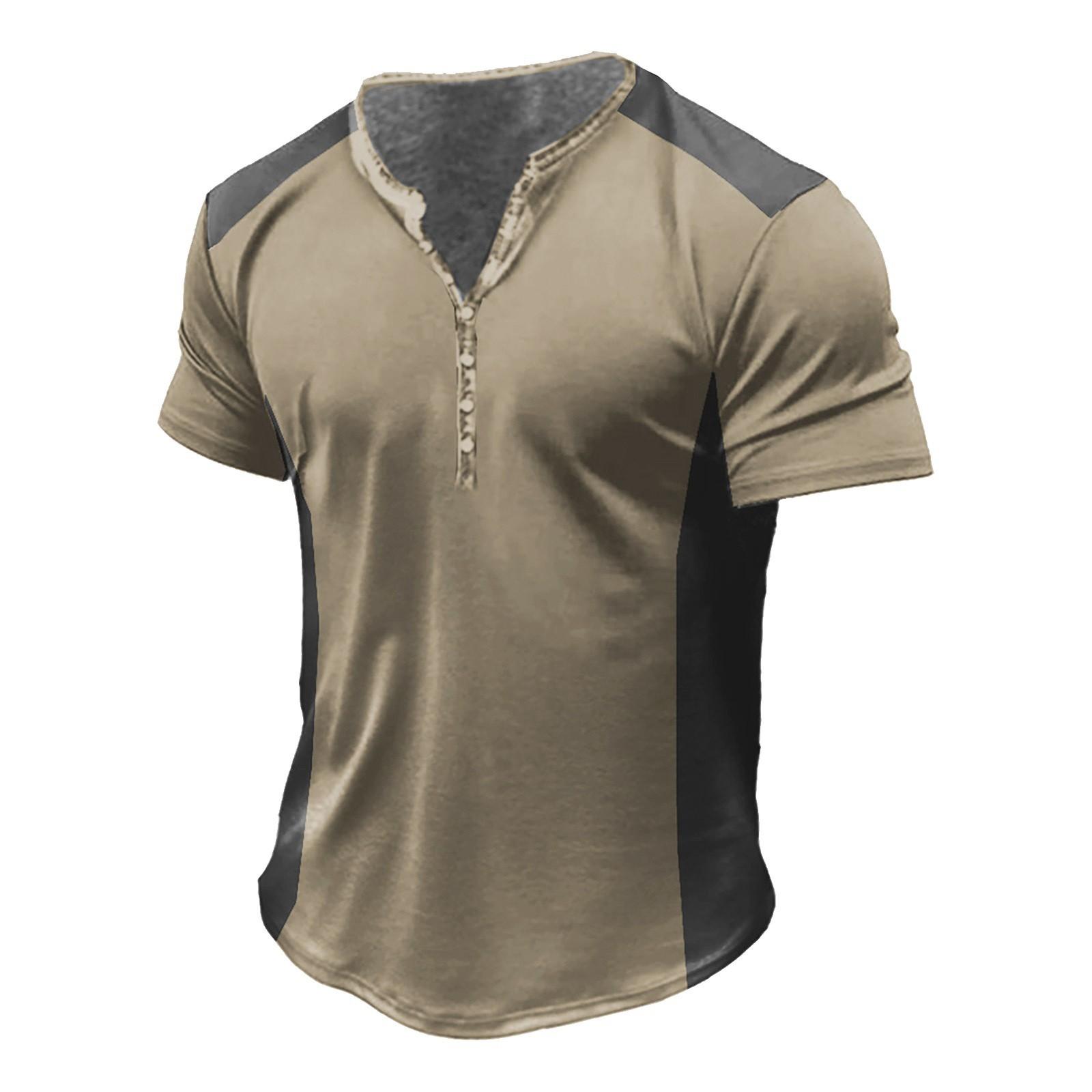 

Мужская футболка с принтом на открытом воздухе, свободный топ с короткими рукавами на пуговицах в стиле ретро XXXXL хаки