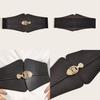 Gold Buckle Fashion Decoration Women Casual Black Faux Leather Belt For Daily