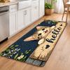 1Pcs Anti Fatigue Kitchen Rugs,  Cute Cat Hello  Print Waterproof Non-Slip Thick Cushioned Kitchen Mat Heavy Duty Comfort Standing Mat for Kitchen
