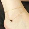 Fashion Double-layer Love Beach Anklet European Titanium Steel Peach Heart Gift Foot Decoration