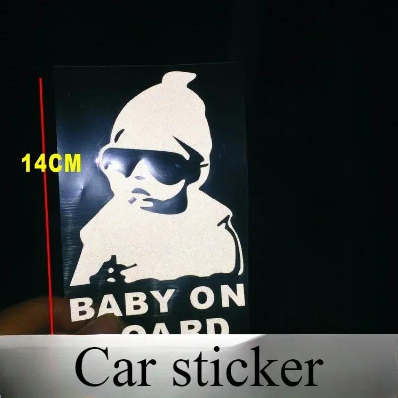 NEW Car Stickers Creative BABY ON BOARD Rear Windshield Auto Stickers Rear Reflective Sunglasses Car Warning Decals Black White