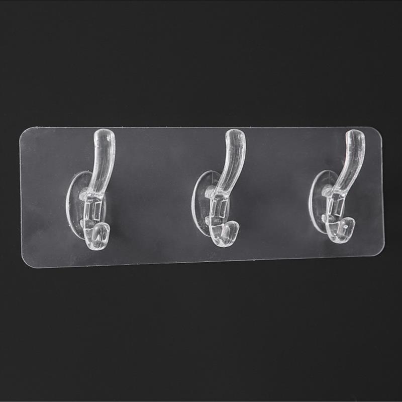 Transparent Plastic Glue Hooks Kitchen Bathroom Hooks Nail-Free Wall Hanger