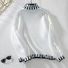 Vintage Loose Knitwear Pullover Sweater Long Sleeve Stand Color Multicolor Top for Autumn Winter
