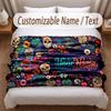 Celebration Theme Soft Blanket Personalized Custom Name Text Print Warm Blanket Home Sofa Bedroom Decor