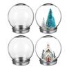 FRCOLOR Snow Globe Kit for DIY Set of 4 Empty Containers Aluminum Lids Christmas Handmade - - Clear, Round, - Decorations,