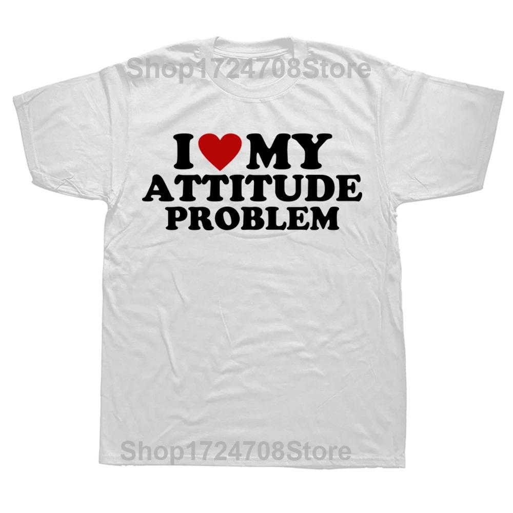 Funny Negativity Joke Vintage Tops EU Size 100% Cotton Unisex O-neck T-shirts Rertro I Heart Love My Attitude Problem T Shirt