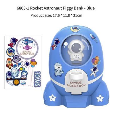 Rocket Cartoon Astronaut Piggy Bank Cartoon Sticker for Manual Coin Deposit Children's Piggy Bank Toy Children's Day Toy Gift