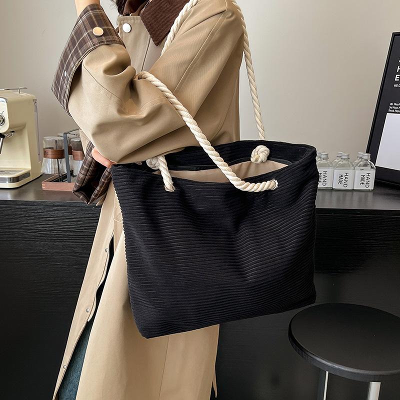 Autumn and Winter New Large-capacity Shoulder Bag Lazy Corduroy Cloth Bag Student Class Bag Work Commuter Bag