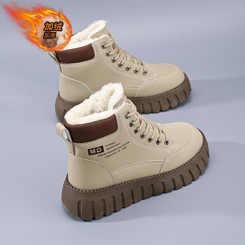 Winter velvet high-top Martin boots thickened thermal cotton shoes platform short boots casual snow boots