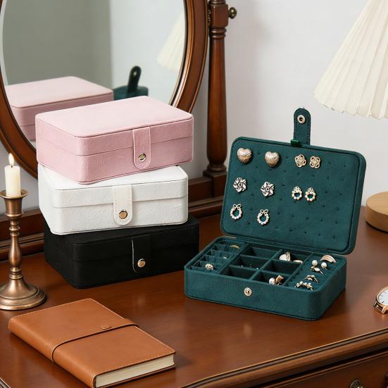 Plush Velvet Jewelry Box Small Travel Jewelry Case Organizer Portable Mini Display Storage Box for Rings Earrings Necklaces