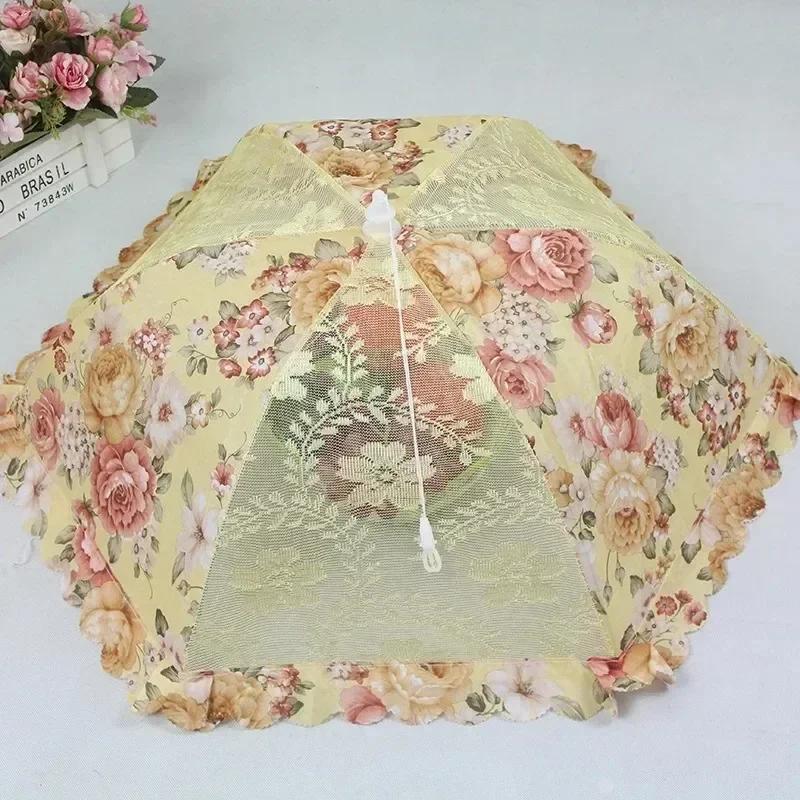 Folding Vegetable Gadgets Household Kitchen Convenience Dustproof Mesh Food Cover Umbrella Shape Fly Proof Stain Table Lace