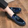 Fashion Luxury Brand Tassel Mens Shoes Leather Men Loafers Classic Black Pointed Tip Gentlemen Business Pointed Toe Slip-On Bean Shoes