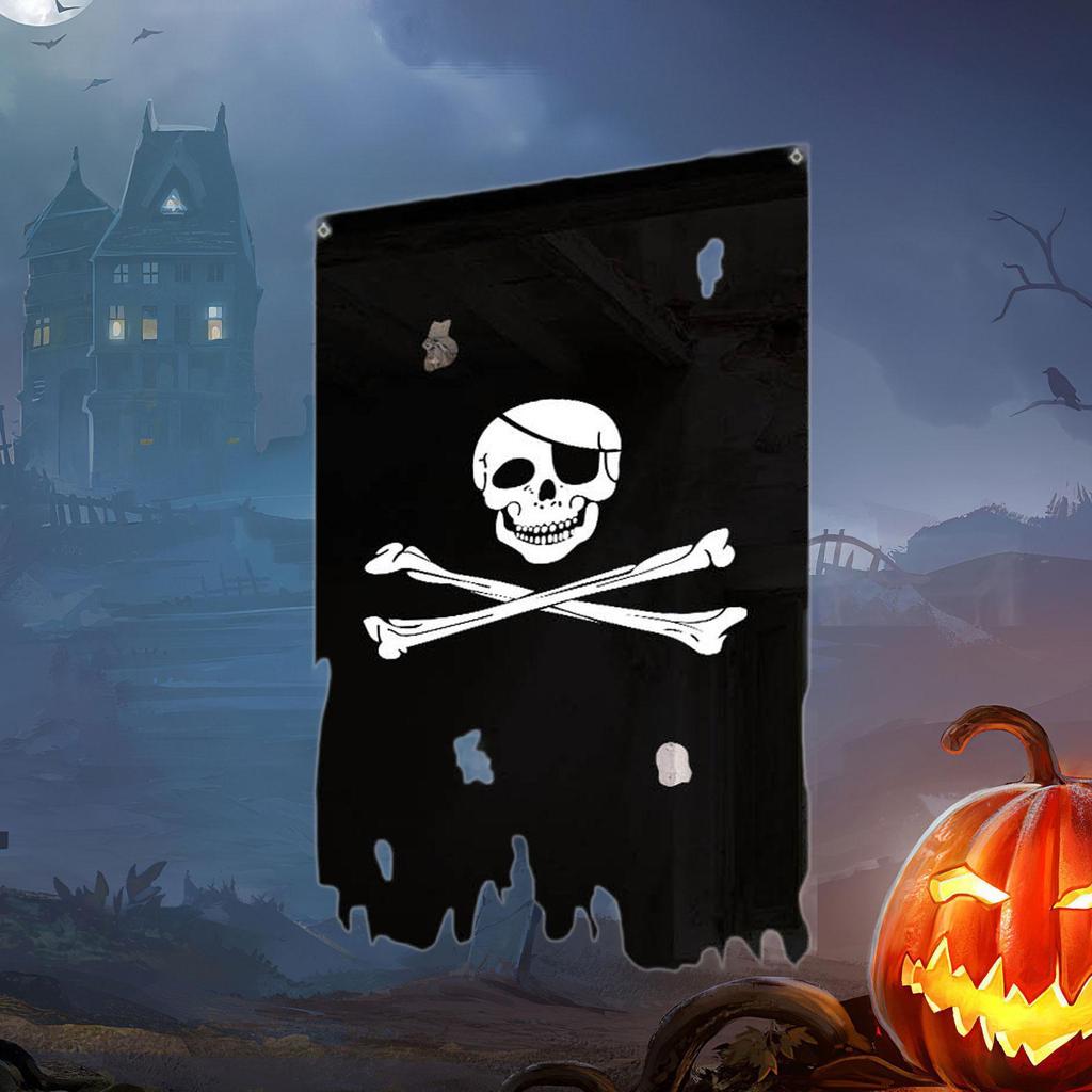 Piratflagga Trasig Vertikal Halloween-dekor Enkel Installation Kreativ Banner för Dörr