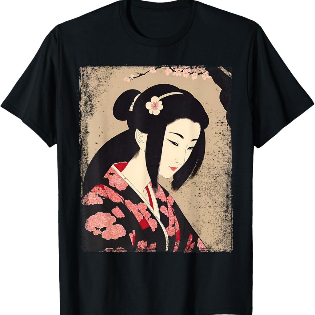 Ukiyo-e Art - Beautiful Woman Under Cherry Blossoms T-Shirt(1)