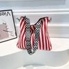 Canvas Bag Women's Large-capacity New Summer Leisure Shoulder Shopping Bag Striped Class Tote Bag