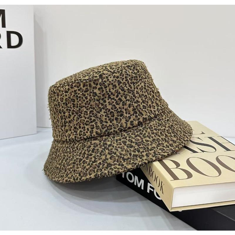 

Реальный кадр! Новая ретро панама с леопардовым принтом, шляпа-ведро, повседневная универсальная, солнцезащитная, для поездок, мужская и женская, от солнца Head circumference 54-60CM